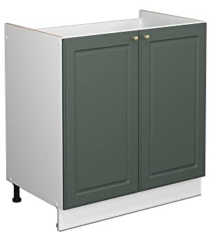 Vicco Waschbeckenunterschrank Grün-Gold Landhaus Fame-Line 80x82x52 cm - Unterschrank für das Badezimmer, Zeitloses Möbelstück, vielseitig einsetzbar
