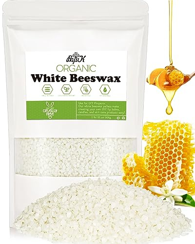 Cera D'api Bianca 906G, Cera D'api per Candele, Pellet di Cera D'api per Prodotti Cosmetici di Qualità Ecologica, Cera D'api Biologica per Il Corpo, Cura Della Pelle, Balsamo per Labbra E Sapone（906G）