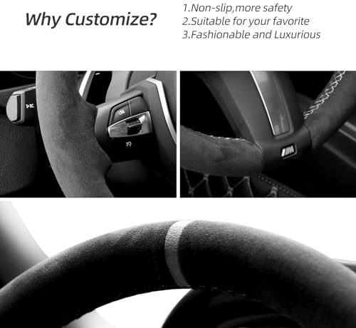 WQKRBMGU Handgenähte Alcantara Lenkradhülle für BMW F30 F31 F34 F10 F11 F07 F12 F13 X3 X4 X5 X6 F16 F20 F21 M135I 140I X1