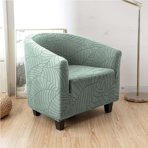 Surwin Sesselbezug Sesselschoner mit Elastisch Stretch Husse, Jacquard Laub Sesselüberwurf Universal Chair Schonbezug Sofabezug für Clubsessel Lounge- & Cocktailsessel (Beige)