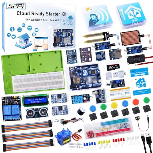 GeeekPi UNO R4 WiFi Ultimate Starter Kit, mit Original Arduino UNO R4 WiFi, Smart IoT & Basic Sensor Projekte mit Tutorials,Integration mit Arduino IDE,enthalten Various Sensors und Zubehör