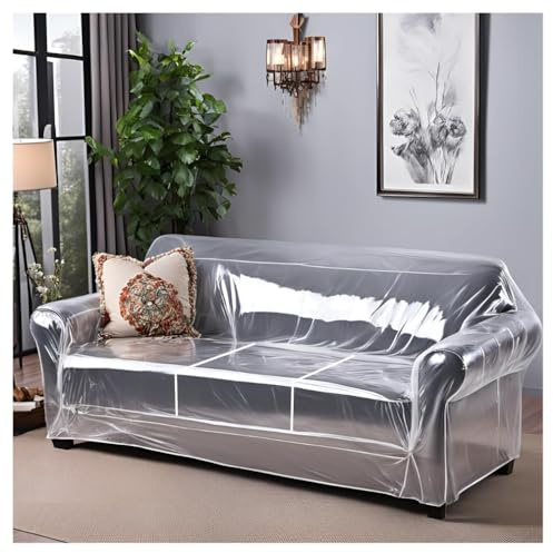 Evelots Clear Couch Cover - Thick Heavy Duty Vinyl 3 Seat Sofa Cover for Protection Against Cat & Dog Clawing - Stain & Dust Protector - Waterproof Slipcover for Moving & Storage
