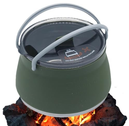 Qurygin Bouilloire de voyage portable | Bouilloire de camping en silicone | Bouilloire portable de randonnée, camping, bouilloire de voyage pliable pour le camping en plein air et la randonnée