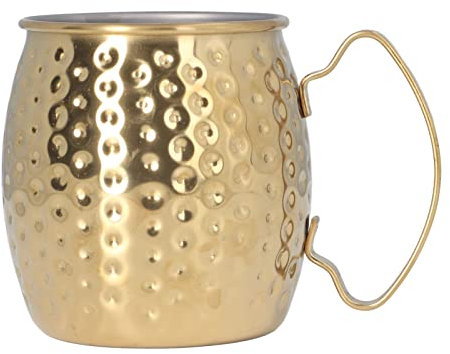 flexman Moscow Mule Becher, Edelstahl, 500 ml, Großes Fassungsvermögen, Cocktailbecher für Bier, Eistee, Eiskaffee, Cocktails, Bars, Hotels, Restaurants (Gold)