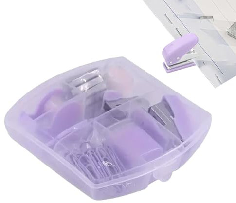 Hefter, winziger Hefter, Tragbares Schulhefter-Set, Niedliches Miniatur-Heftgerät-Set für Bürobedarf, tragbare Hefter-Sets für Bürobedarf mit durchsichtiger Box