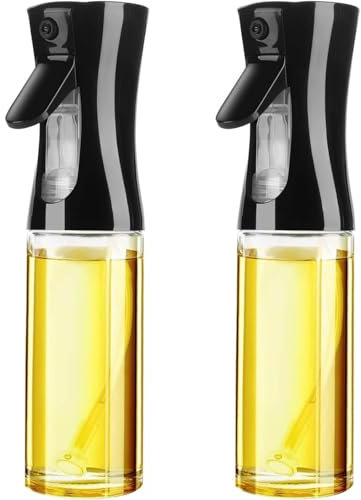 KROWN - Set de 2 Pulverizadores de Aceite de Cristal 220ml – Spray Antigoteo para Cocina Saludable, Aceitera Vinagrera Difusora para Freidora de Aire, Parrilla y Ensaladas