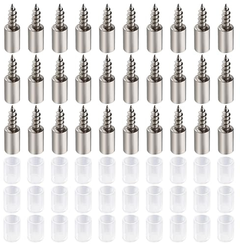 Lyeteung 30 Piezas Ø7.5mm Perno de Soporte de Estantería, Tornillos para Soporte de Estantes, Soporte Baldas Armario, Pines de Estantes con Funda Antideslizante, para Gabinetes Armarios, Transparente
