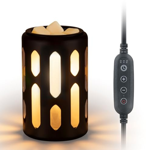 Staymoment Quemador eléctrico para cera con temporizador: lámpara de mesa de cera aromática para vela aromática, aceites esenciales, ambientador, salón, decoración industrial, color negro