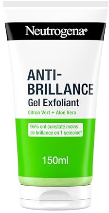 Neutrogena – Gel Exfoliant Anti-Brillance (tube de 150 ml) – Exfoliant pour le visage au citron vert et aloe vera – 96% ont constaté moins de brillance en 1 semaine