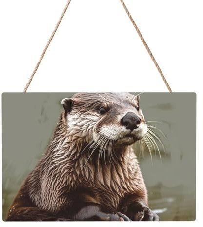 Holzkreise zum Basteln, 20,3 x 30,5 cm, Holzscheiben, Otter, Tier, Holz-Türhänger, Schild, hängend, rechteckige Holzscheiben mit Bindfaden, Holzornament für Schild, Türhänger, Zuhause, Urlaub