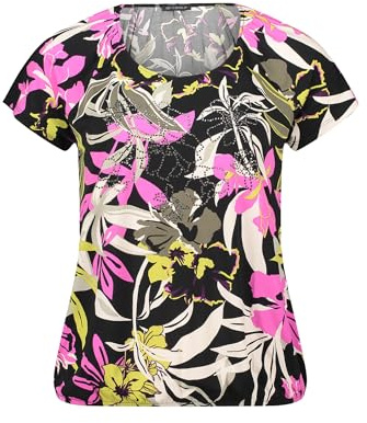 Betty Barclay Damen Printshirt mit Gummizug 42, Black/Khaki