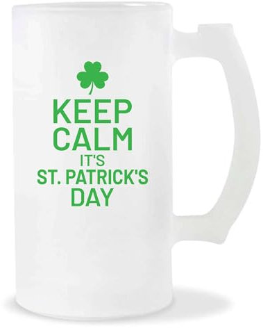 Otshirt Verre à Bière Keep Calm St Patrick | Chope de Bière Pinte | Idée Cadeau Saint Patrick Humour Shamrock Lutin Drôle Fête