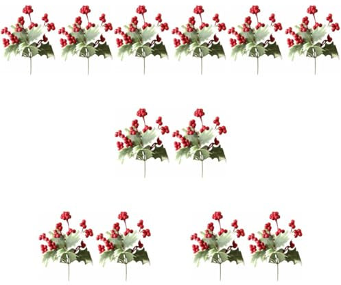 Amosfun 6 Ensembles Haricots Aux Baies De Noël Baie De Houx Tiges De s De Houx Tiges De s De Noël Cueillettes De s De x De Faux Fruits Fleur De Soie Rouge 2 Pièces * 6