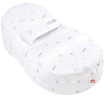 RED CASTLE/BEABA, Bozzolo Ergonomico, Nido d'angelo, Comfort, Sviluppa abilità motorie e risveglio, Made in Francia, Tessuto Oeko-Tex, Fiore di cotone, Happy Fox