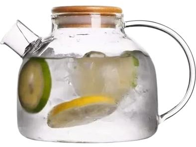 Bollitore in vetro borosilicato trasparente da 1,8 l resistente alle alte temperature grande teiera trasparente fiore set da tè bollitore tazza per ufficio domestico (1000 ml)