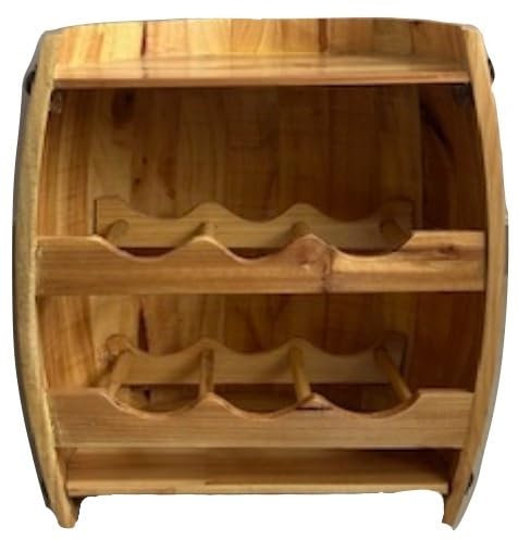Generico Cave à vin en bois à baril, 6 bouteilles, 35 x 40 x 20 cm