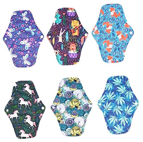 TOVINANNA 6piezas Almohadillas Menstruales Reutilizables De Absorbentes y Lavables Para Abundante