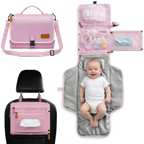 UBRAVOO tragbare windeln wechseln zu wickeltaschen und feuchttüten, am intelligenten design tragbarer wickeltücher, reise-laufsteg für babys und junge mädchen (Rosa)