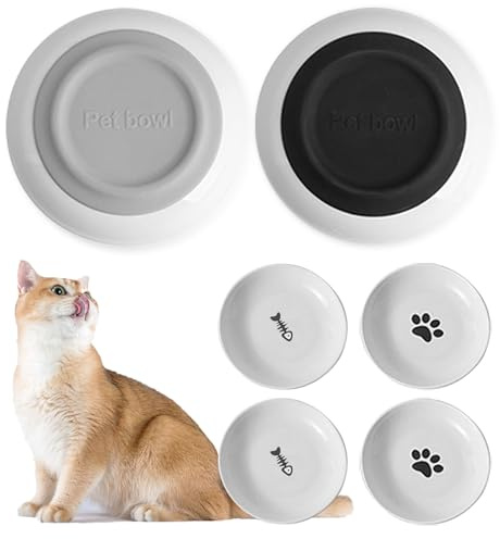 Set di 4 ciotole per gatti in ceramica, per gatti e cani di piccola taglia
