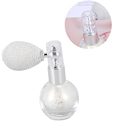 IWOWHERO Highlighter Puder Sprühgerät Perlweiß Sprühbares Loses Puder für Gesicht Körper und Haare Ölfreie Mineralformel Leichte Einhandbedienung Parfümflasche für Make Up und Glitzer
