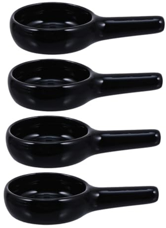 MAGICLULU 4 Stück Keramik Teelichthalter mit Löffelform Schwarz mit Griff für Aromalampe und Spa oder Yogameditation