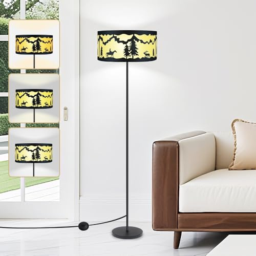 ELINKUME 59-Zoll-Stehlampe im Landhausstil, rustikale Stehlampes mit Fußschalter, verstellbare Vintage-Lampe mit Stoffschirm, einzigartige für Schlafzimmer, Büro, Flur
