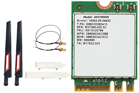 Wrtysully AX210 AX210NGW Tarjeta WiFi+Antena WiFi 6E Bluetooth 5.2 2.4Ghz 5Ghz 3000Mbps Adaptador InaláMbrico M.2 Tarjeta de Red 802.11Ax