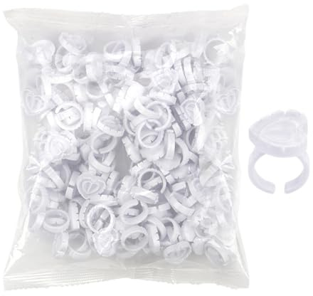 Anneaux de Colle - Support de Colle pour Extensions de Cils, 100pcs Coupelles Jetables Ajustables | Anneaux de Cils pour Kits Professionnels de Pose de Cils, Convient pour l'Encre, les Produits pour
