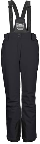 killtec 43821-000 KSW 249 LG WMN Ski PNTS_ERIELLE Pantalon de Ski pour Femme avec Bretelles Amovibles, Protection des Bords et Jupe Pare-Neige Noir Taille 88