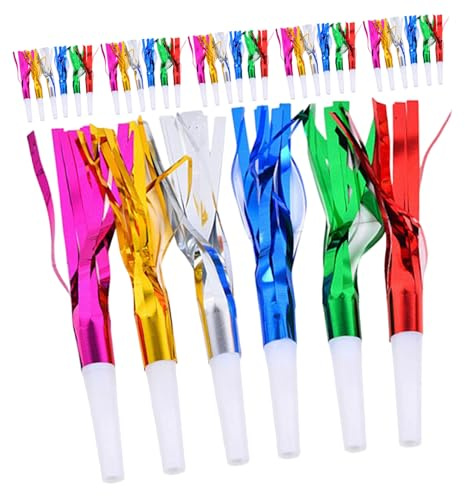 TOYANDONA 60 Piezas Silbatos Ruidosos para Fiesta Infantil con Flecos Brillantes Sopladores Manuales para Cumpleaños Juguetes de Sonido para Celebraciones Grupales