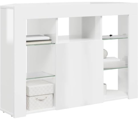 vidaXL Meuble TV LED d'angle 100x40x68cm Blanc Brillant