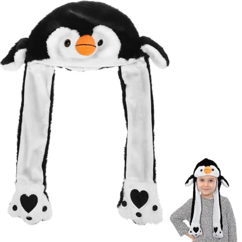 MOLUCKFU Plüsch Hasenhut mit Beweglichen Ohren Lustige Tiermütze für Weiche Cartoon Kappe für Karneval und Party