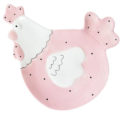 TOYZFRIENDY Assiette en Céramique Rose de Poule, Plateau à Biscuits et Desserts, Plat à Multifonction Cuisine et Buffet, Vaisselle Décorative pour Pique-niques et Fête
