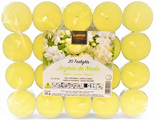 2 Pack de 20 velas perfumadas de té ligero, Jazmin de la noche. 40 Velas