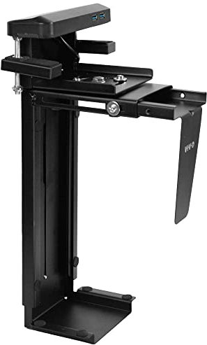 VIVO Verstellbare Tisch- und Wandmontage, PC-Halterung, 3.0 USB-Anschlüsse, Computergehäuse, CPU-Halterung mit Drehgelenk und sicherer Verriegelung, schwarz, MOUNT-PC10BU