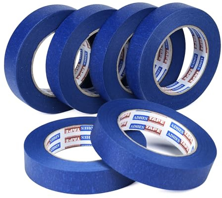 ADHES Malerkrepp Kreppband, Schmal Malerkreppband, 18mm x 50m, 6rolle | UV-Schutz, Blaues für Malerarbeiten,Saubere Kanten,Keinerlei Rückstände
