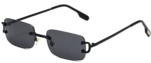 Ggpyyon Rechteck Randlose Sonnenbrille Retro Rahmenlose Sonnenbrille Damen | Vintage,Herren,Transparenten,Rechteckigen,Sonnenbrillen,UV400-Schutz
