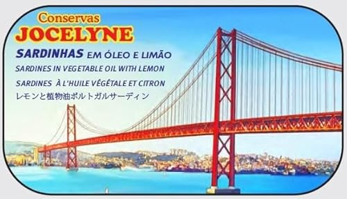Conservas Jocelyne - Sardinas enteras enlatadas en Aceite Vegetal y Limón (Lugares emblemáticos de LISBOA) - 4.23oz / 120gr (paquete de 5 latas)