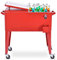 COSTWAY 76L Kühlwagen Beistellwagen, Kühlbox Servierwagen mit Rädern, Kühlbehälter Getränkewagen, rollender Getränkekühler für Outdoor Terrassen Party (Rot)
