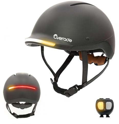 Overade Innovation Française - Casque Life pour Vélo Et Trottinette, avec Éclairage Puissant Avant/arrière, Télécommande Clignotants Oximote Incluse, Taille Unique.