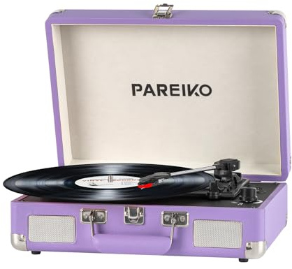 Record Player 3 Speed Turntable Portable Suitcase with Bluetooth Built-in Battery Aux in RCA Line Out