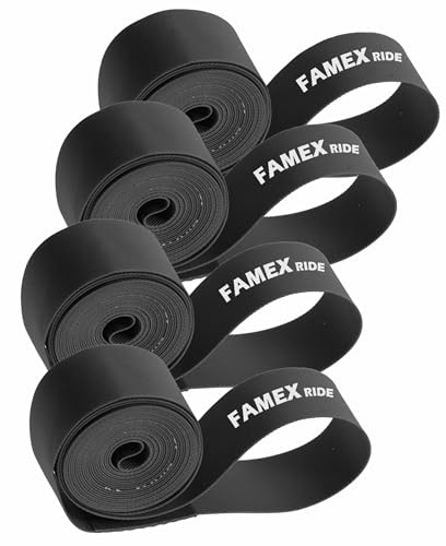 FAMEX RIDE 4Pcs Premium PVC Bike Tire Rim Tape, Bicycle Inner Tube Protection Pad, Mountain Bike Tire Liner, RED (26)
