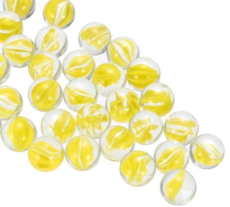 sourcing map Perline di vetro, 1 set di pietre rotonde in vetro giallo 0,3 kg (1,6 cm), ciottoli di vetro per riempire vasi, decorazioni per acquari, fai da te