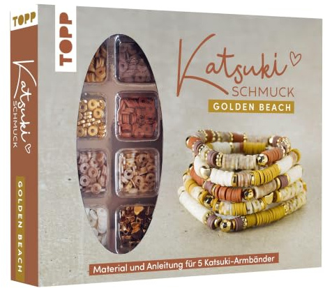 Katsuki Schmuck Golden Beach: Anleitung und Material für fünf Armbänder in Trendfarben mit Goldelementen (Katsuki (Schmucksets und Anleitungen))