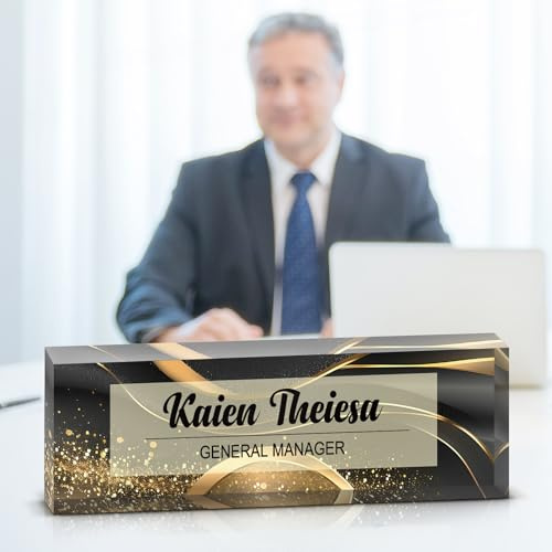 Placa de nombre de escritorio de acrílico personalizada, montaje sobre la mesa, decoración de oficina multipropósito, ideal para jefe, enfermera, maestro, regalo de aprecio para empleados (Estilo 12)