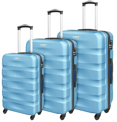 IlGruppone Set Di 3 Valigie Rigide ABS Valigia Da Viaggio Con Chiusura Lucchetto Combinazione Grande Media Piccola Forti Resistenti Manico Telescopico Trolley Borsa Vacanze Set Viaggio (Turchese)