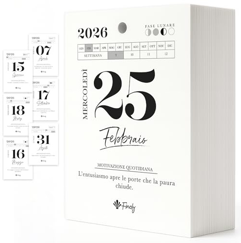 Finoly Calendrier Génial 2026 Janvier – Décembre 2026 (12 Mois) | Calendrier de Bureau 2026 | Idée Cadeau Philosophique 13,5x9,5 cm avec Année Lunaire en Italien