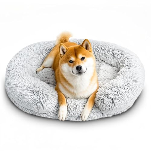 SUOXU Hundebett, Neu verbessertes C-förmiges Donut-Haustierbett, Abnehmbar und Waschbar Orthopädisches Hundebett mit rutschfeste Unterseite, Hundekissen Flauschig für Hunde und Katzen (70 cm)