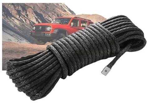 Cuerda sintética for cabrestante de 26 m x 9 mm, 26500 LB, Cuerda de Remolque de Fibra for tracción Todoterreno Fuerte Capacidad