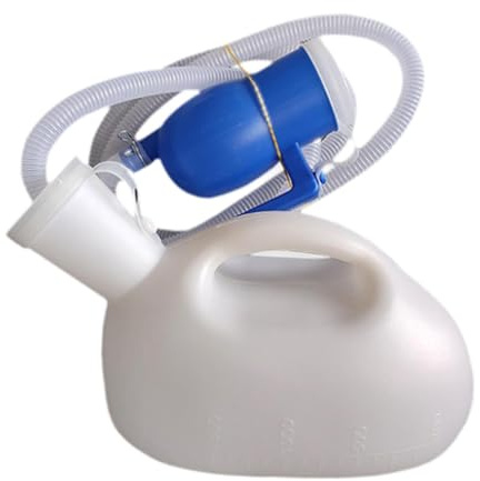 Fxzqgnh Urinale Maschile Bottiglia Uomo Portatile Toilette Riutilizzabile PP Capacità 2000ml con Tubo Adatto per Viaggio Campeggio Guida Notte Emergenza, Bianco